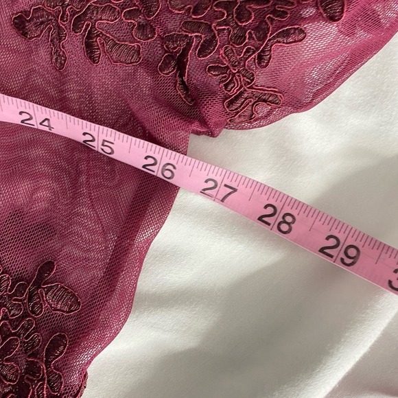 Torrid Deep Red Full Zip Long Sleeve Mesh Floral Bomber Sheer Jacket Size 3X - Picture 2 of 8